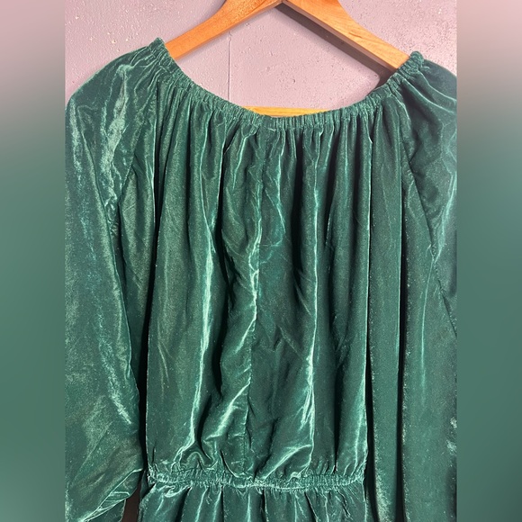 FREE PEOPLE PORTIA EMERALD GREEN VELVET DRESS XL - Picture 8 of 9